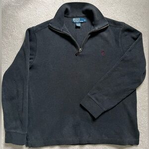 Vintage Polo Ralph Lauren Men's Dark Gray Quarter-Zip Sweater
